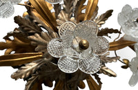 Mid Century ceiling light by Banci, Florence - Murano glass flowers and gilt metal foliate decoration - Mid Century Lighting