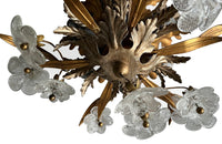 Mid Century ceiling light by Banci, Florence - Murano glass flowers and gilt metal foliate decoration - Mid Century Lighting