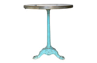 French blue font émaillée gueridon table with marble top in brass surround circa 1900