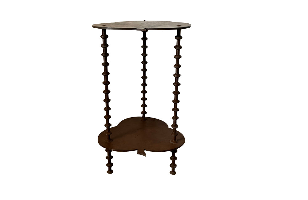 Antique clover-shaped, two-tier painted bobbin side table - French Antique Furniture - Antique Side Tables - AD & PS Antiques