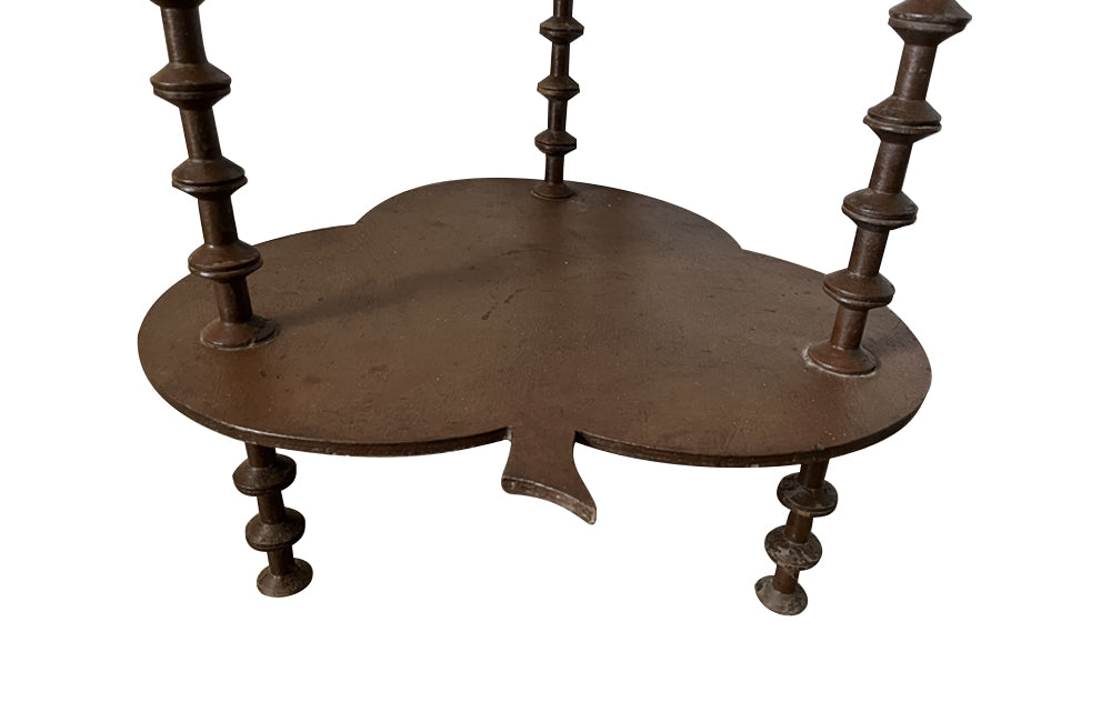 Antique clover-shaped, two-tier painted bobbin side table - French Antique Furniture - Antique Side Tables - AD & PS Antiques