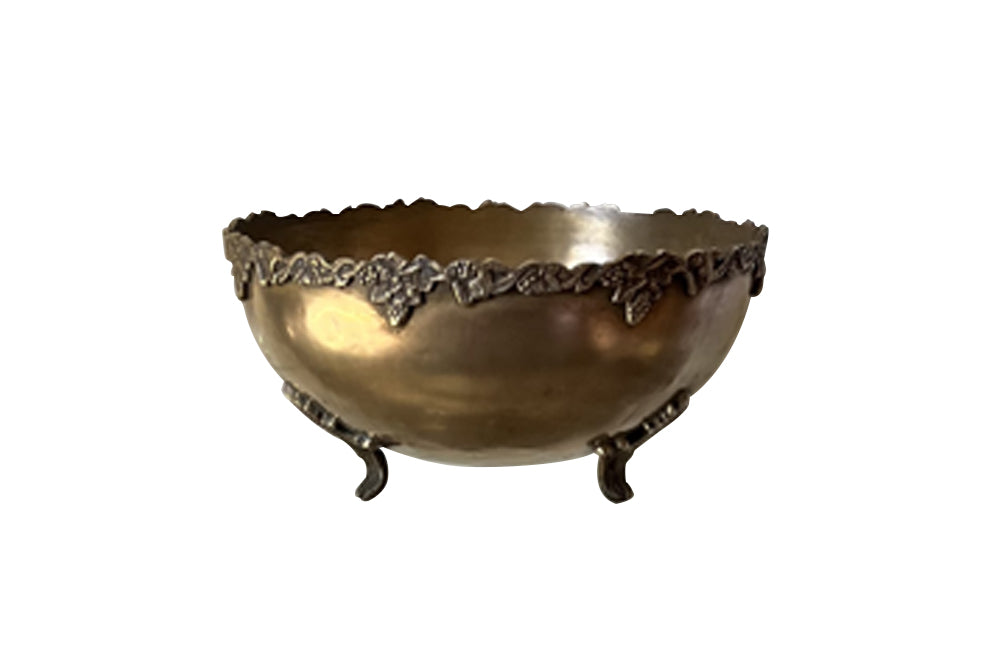 Large round champagne bucket with pretty grape vine decoration to the rim. It sits on four raised ornate feet - French Antiques