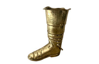 Mid century decorative umbrella stand in the form of a large brass riding boot