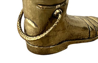 Mid century decorative umbrella stand in the form of a large brass riding boot