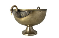 20th Century elegant wine or champagne cooler with open winged swan handles.