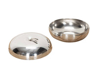 Mid 20th century French silver plate lidded box dish in the form of an apple stamped Fleuron France