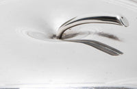 Mid 20th century French silver plate lidded box dish in the form of an apple stamped Fleuron France