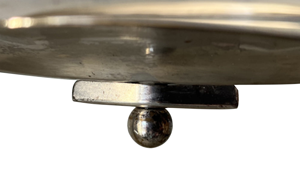 20th Century French glass cocktail tray in a silver plate flower frame.