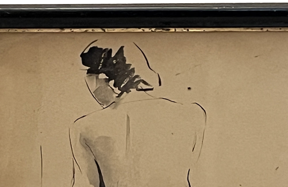 20th century French ink drawing of a female nude.