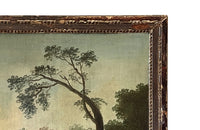 early 19th Century French giltwood trumeau mirror with original oil on canvas painting