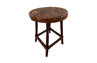 Charming little French Art Populaire twigwork occasional table or foot stool with attractive geometric star design to top. Circa 1900 - AD & PS Antiques