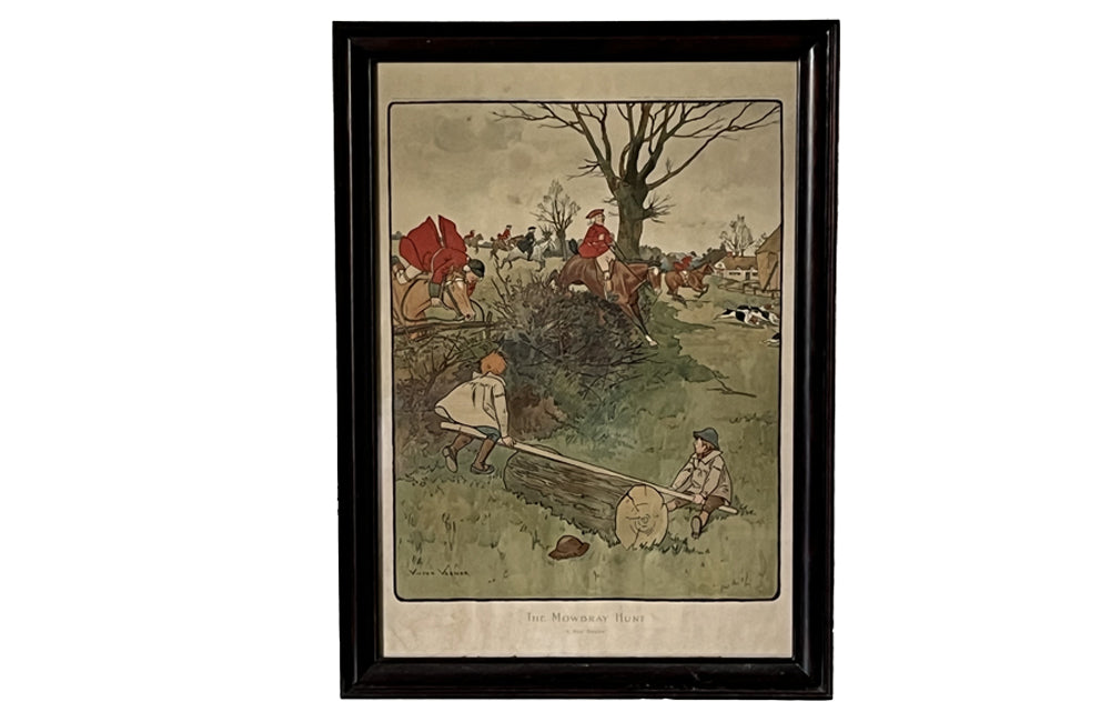 Early 20th Century colour Lithograph 'The Mowbray Hunt - A Hot Scent' c. 1902 Victor Venner [1869-1913].