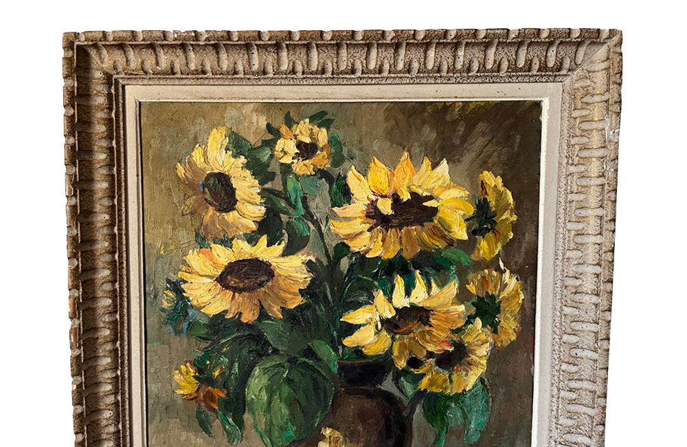 French Still Life Painting of 'Sunflowers' By Delille