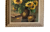 French Still Life Painting of 'Sunflowers' By Delille