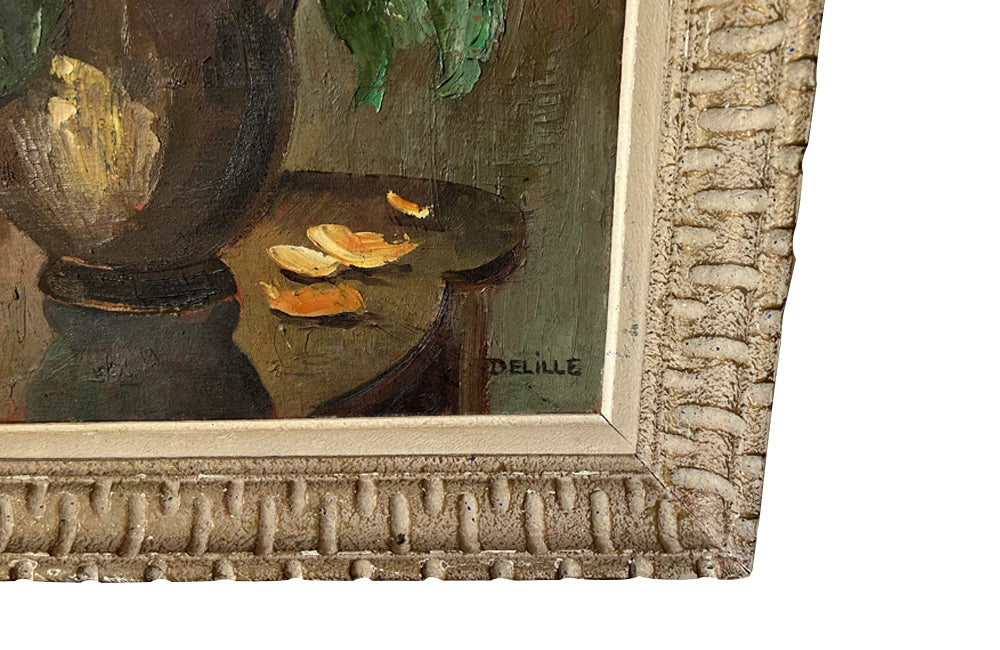 French Still Life Painting of 'Sunflowers' By Delille
