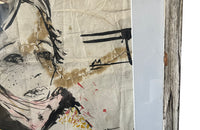 20th Century French Modernist of a woman with red wine watercolour and ink painting on paper signed by the artist Laurent Betremieux