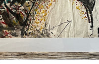 20th Century French Modernist of a woman with red wine watercolour and ink painting on paper signed by the artist Laurent Betremieux