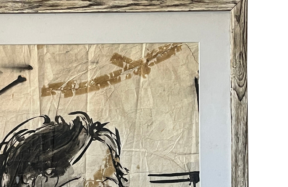 20th Century French Modernist of a woman with red wine watercolour and ink painting on paper signed by the artist Laurent Betremieux