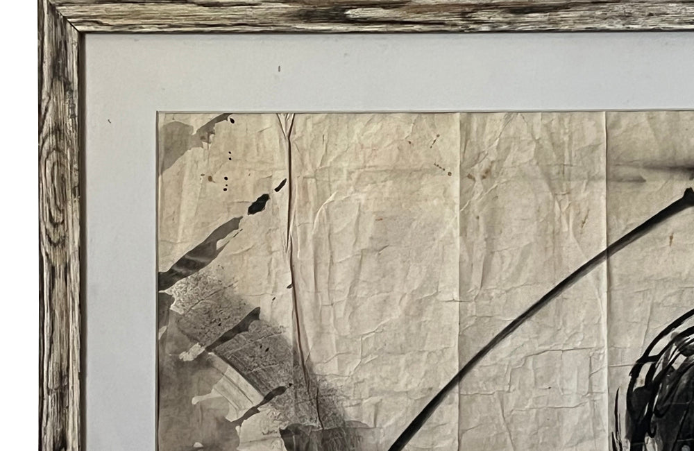 20th Century French Modernist of a woman with red wine watercolour and ink painting on paper signed by the artist Laurent Betremieux