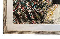 20th Century French Modernist of a woman with red wine watercolour and ink painting on paper signed by the artist Laurent Betremieux