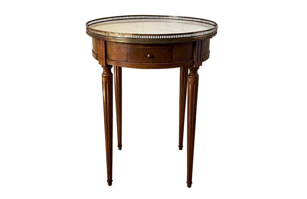 French walnut Louis XVI Revival gueridon card table - French Antique Furniture