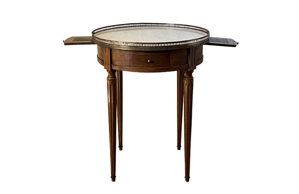 French walnut Louis XVI Revival gueridon card table - French Antique Furniture