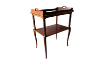 Antique mahogany side tray table with brass banding - French - Antique Side Table