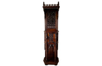 Antique credenza or hall cupboard in walnut in the Neo-Gothic style. French. Signed A. Bastet, Lyon. French antique furniture