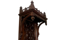 Antique credenza or hall cupboard in walnut in the Neo-Gothic style. French. Signed A. Bastet, Lyon. French antique furniture