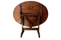 Charming19th century French fruitwood vendange table with lyre base .