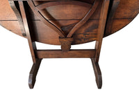 Charming19th century French fruitwood vendange table with lyre base .