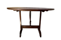 Charming19th century French fruitwood vendange table with lyre base .
