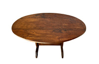 Charming19th century French fruitwood vendange table with lyre base .