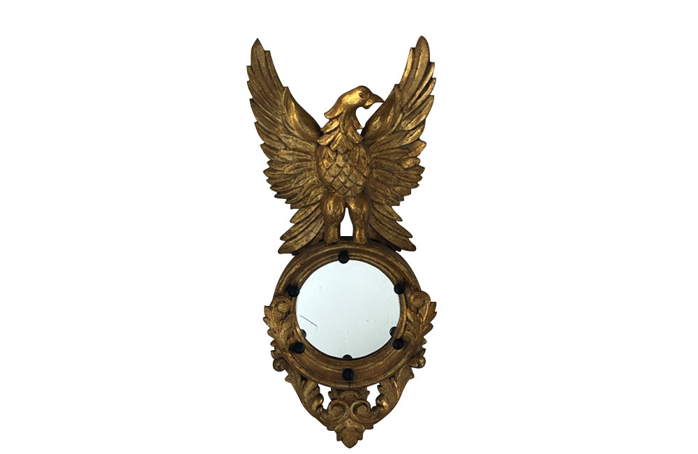 20th Century Spanish carved gilt wooden open winged eagle framed mirror in the Regency style - Decorative Antiques - AD & PS Antiques
