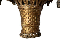 Beautiful, Italian Neo-Classical Revival gilt wood chandelier in the form of a hanging basket of flowers.