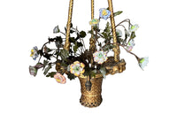 Beautiful, Italian Neo-Classical Revival gilt wood chandelier in the form of a hanging basket of flowers.