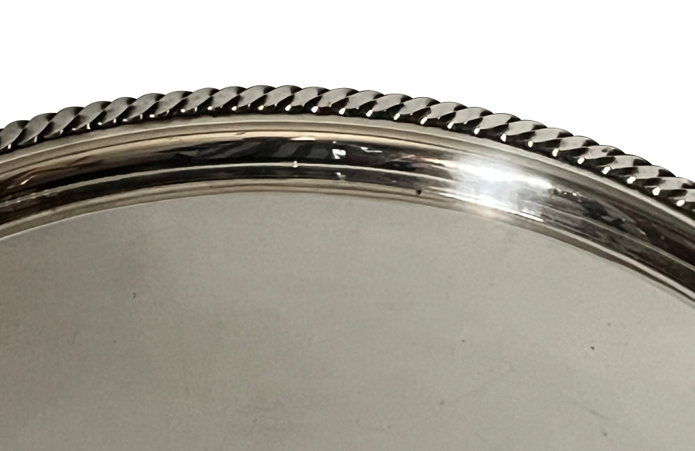 Mid century cocktail tray silverplate Italian with folding metal tripod stand. Mid Century Side Tables