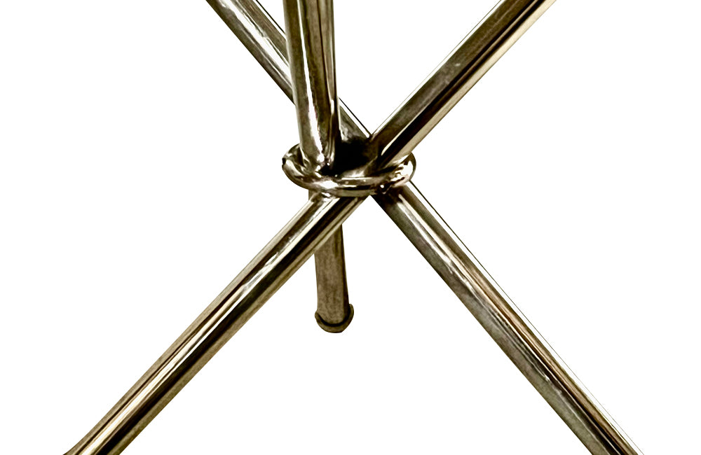 Mid century cocktail tray silverplate Italian with folding metal tripod stand. Mid Century Side Tables