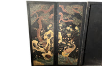 JAPANESE INK PAINTED FOUR PANEL FOLDING SCREEN