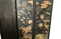 JAPANESE INK PAINTED FOUR PANEL FOLDING SCREEN