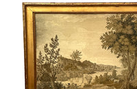 Large early 19th Century French silkwork in its original glazed gilded frame - French Antiques