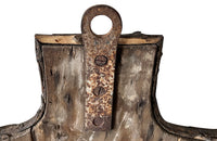 Large 19th Century Art Populaire twigwork folk art shield with iron horse tack hooks - French Antiques