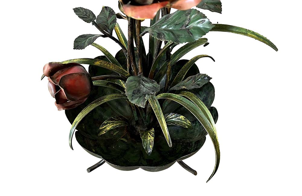 LARGE ITALIAN TOLE FLOWER FLOOR LAMP
