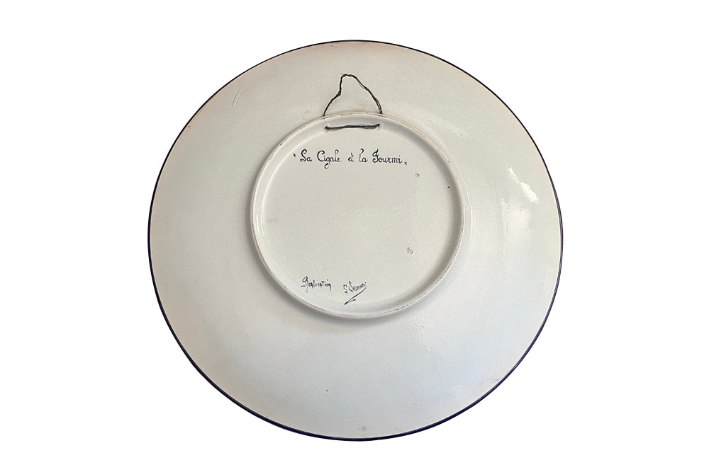 Large 20th Century French hand-painted ceramic platter by L.Valenti.