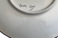 Large 20th Century French hand-painted ceramic platter by L.Valenti.