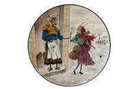 Large 20th Century French hand-painted ceramic platter by L.Valenti.