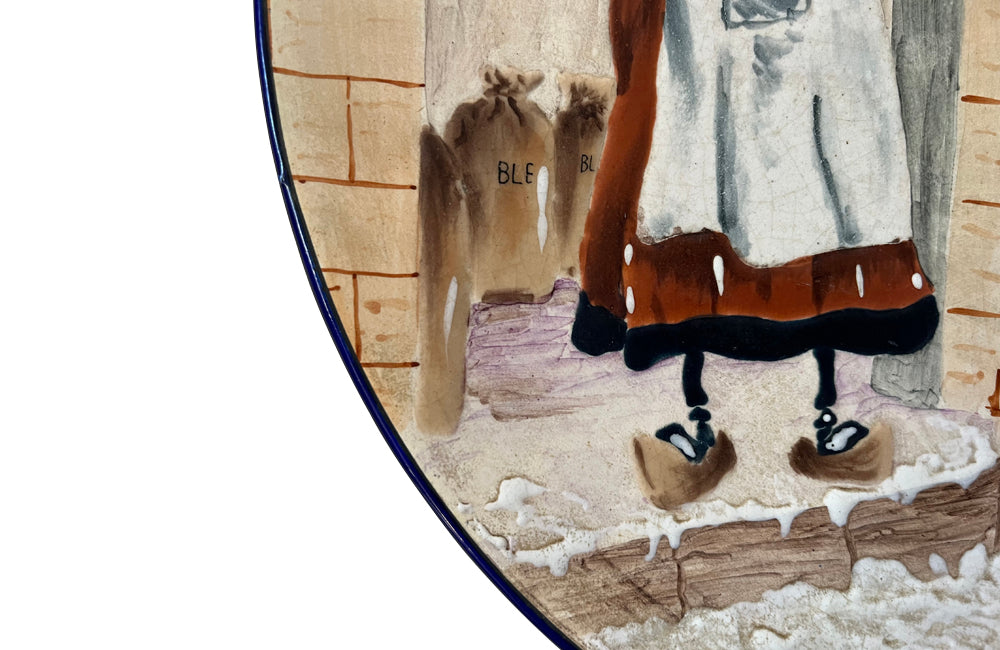 Large 20th Century French hand-painted ceramic platter by L.Valenti.