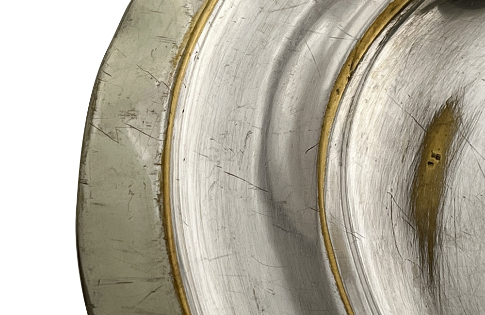Mid 20th century large French worn silver plate on brass brasserie serving platter.