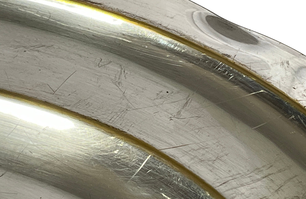 Mid 20th century large French worn silver plate on brass brasserie serving platter.