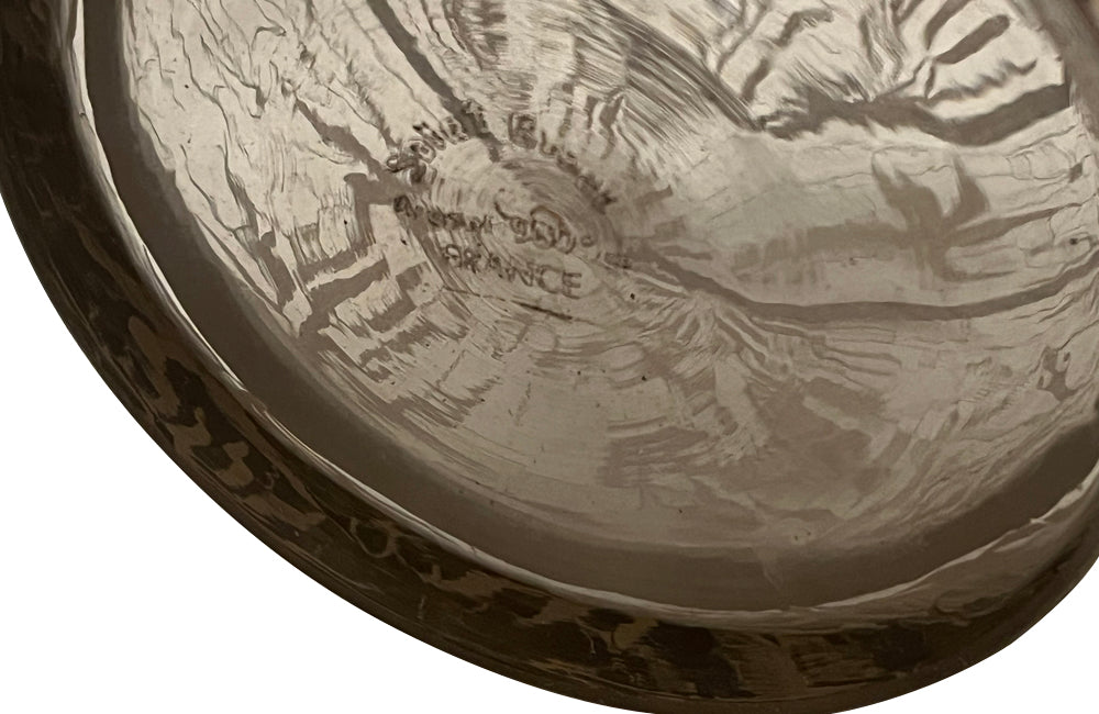 Beautiful mid century crystal vase with silver overlay by the renown French glass makers Saint Graal.